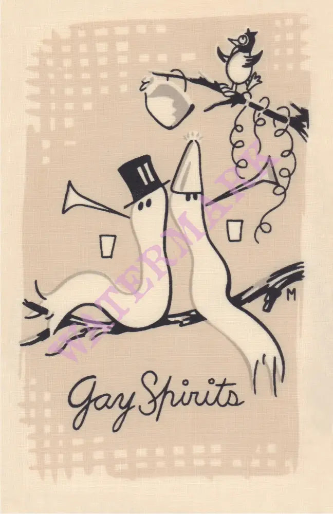Spirits (set of 8) Cocktail Story 1950s Napkin Prints Vintage Americana Menus