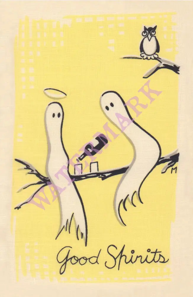 Spirits (set of 8) Cocktail Story 1950s Napkin Prints Vintage Americana Menus