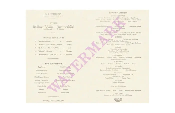 S/S America 1926 Ocean Liners