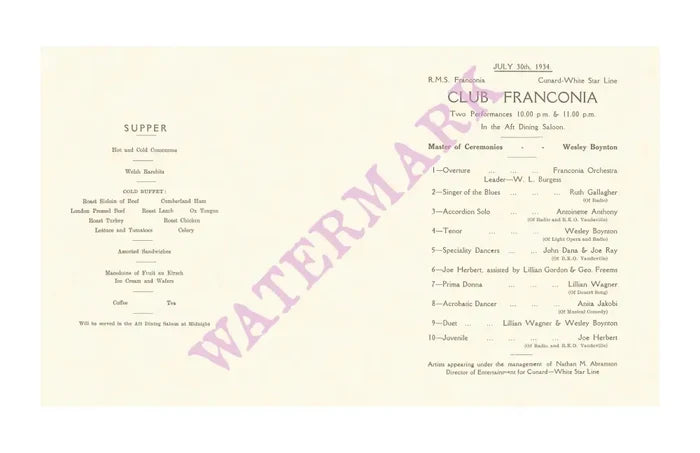 S/S Franconia 1934 Ocean Liners