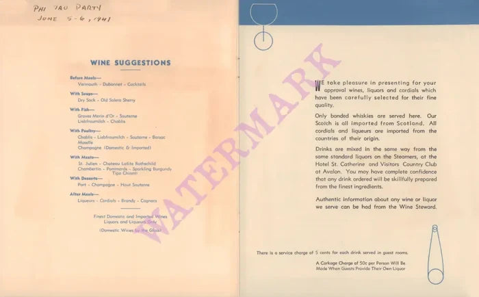 St Catherine Hotel Cocktails, Catalina Island 1941 | Vintage Menu Art - wine suggestions