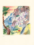 Steam Ship Conte Biancamano, Positano 1953 Menu Art