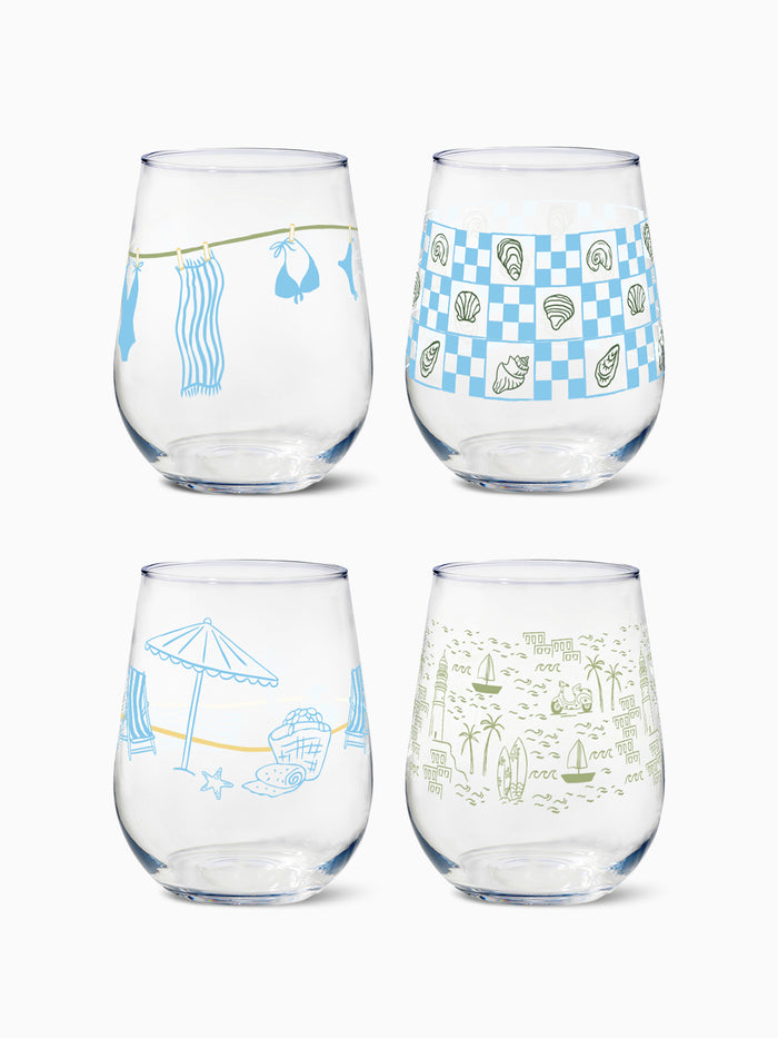 Summer Retreat - RESERVE 16oz Stemless Wine Tritan™ Copolyester Glass