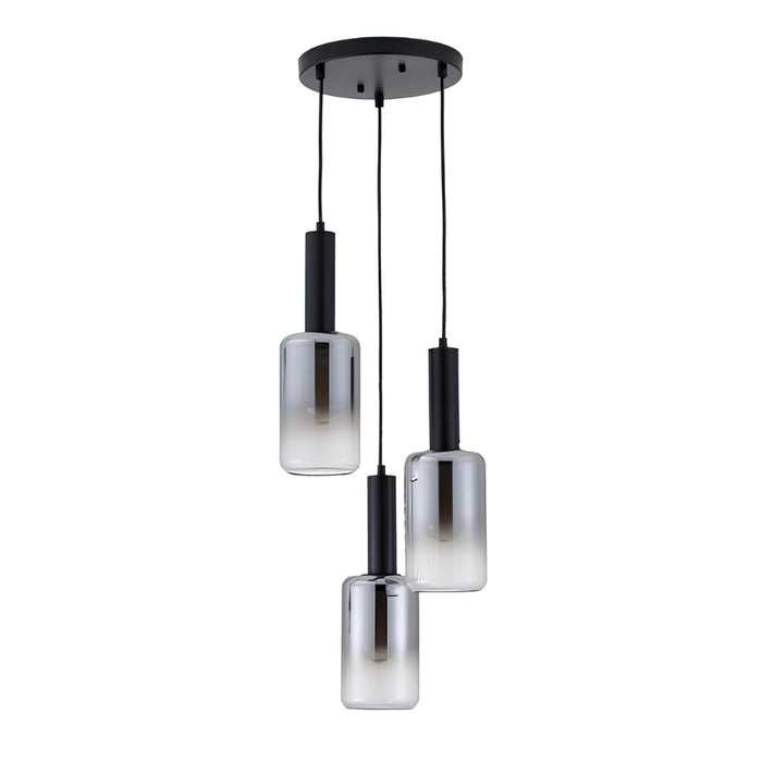 #T-20222 3 Light Hanging Light in Black/Smoke Grey