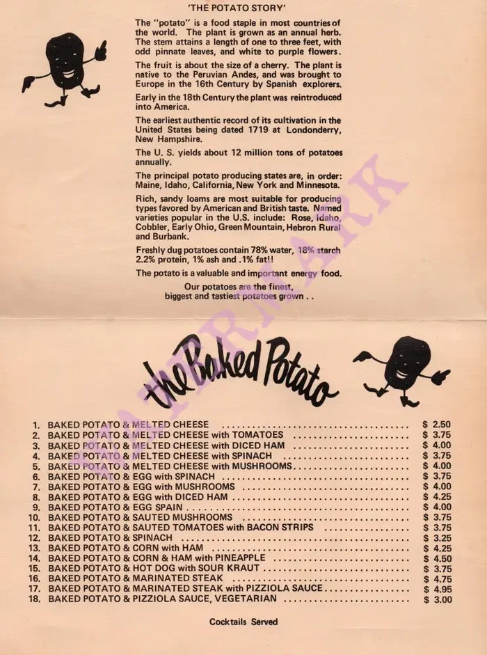 The Baked Potato Los Angeles 1970s Posters Prints & Visual Artwork