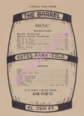 The Barrel, Estes Park CO 1930s | Vintage Menu Art - cover