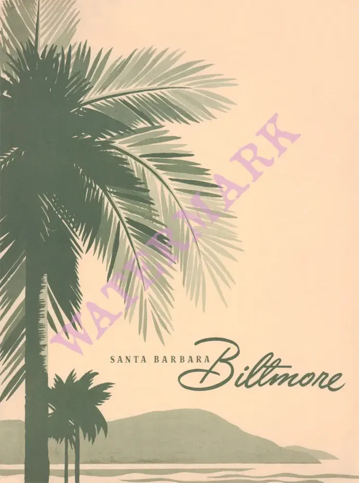 The Biltmore, Santa Barbara 1950s/1960s Menu Art