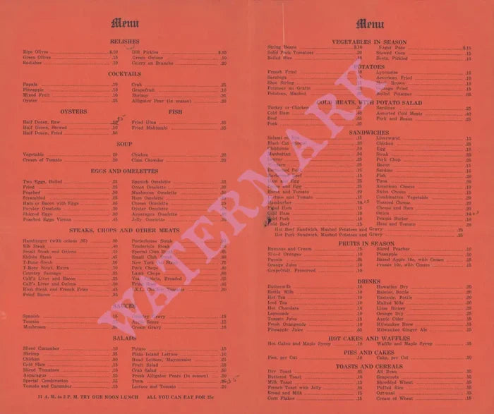 The Black Cat Café & Bar, Honolulu 1930s | Vintage Menu Art - food menu