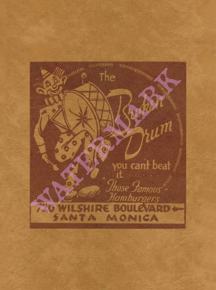 The Broken Drum, Santa Monica, 1940s mENU aRT