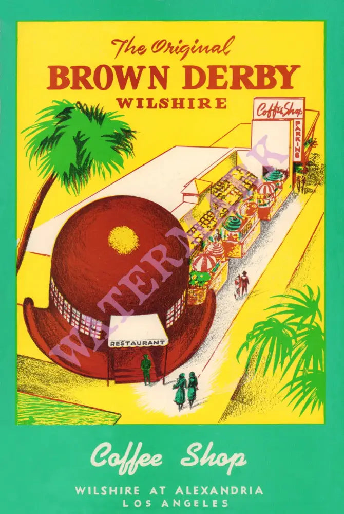 The Brown Derby, Hollywood, 1955 Menu Art