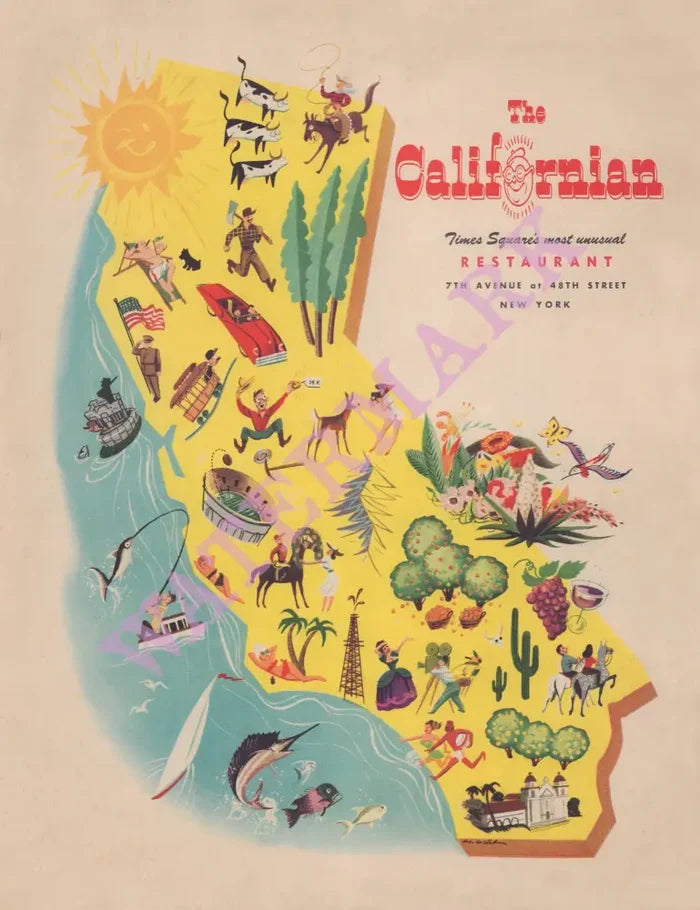 The Californian, New York 1950s | Vintage Menu Art – Front