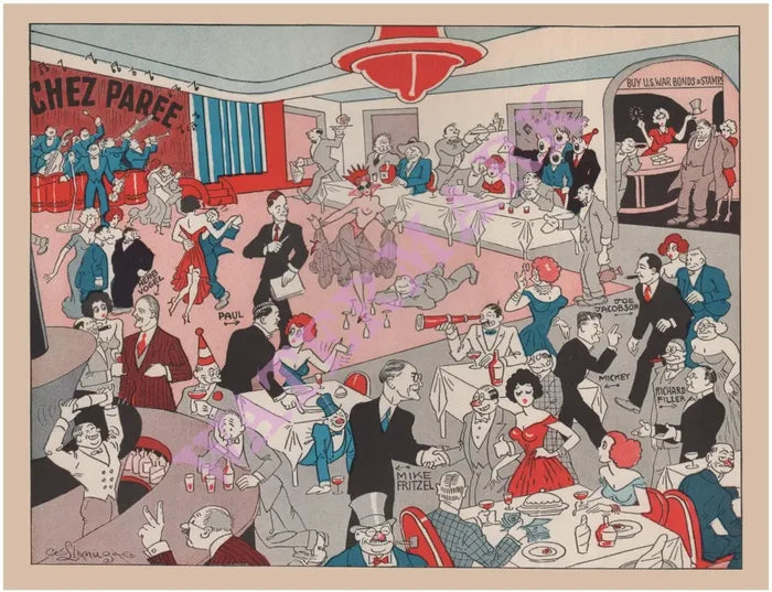 The Chez Paree, Chicago 1940s Menu Art