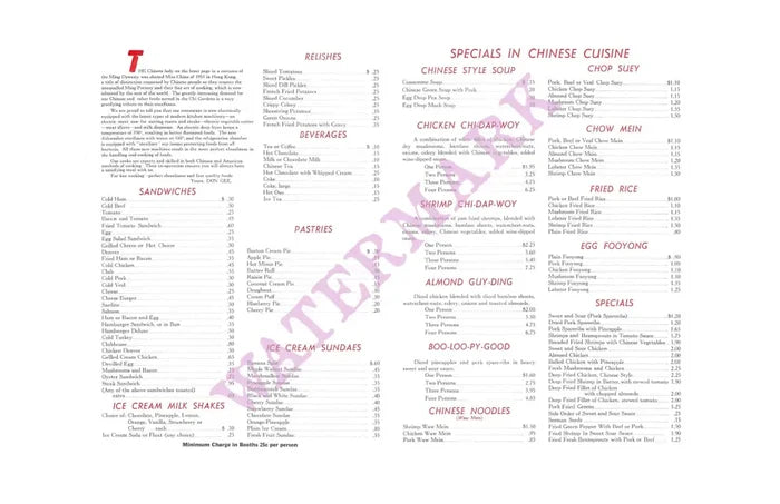 The Chi Gardens Regina Saskatchewan Canada 1950s Interior menu
