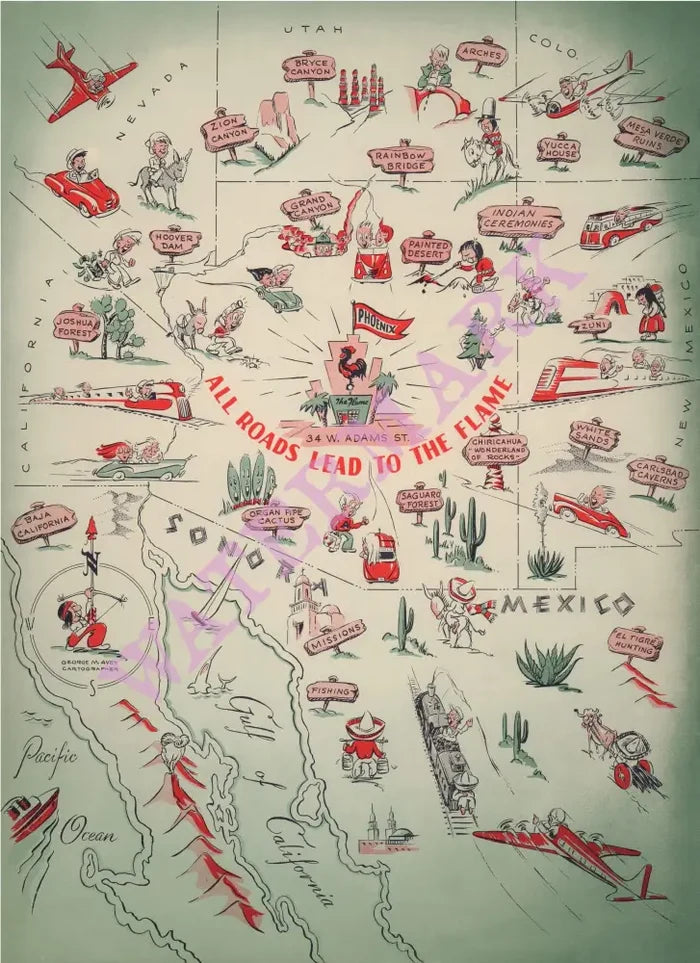 The Flame, Phoenix 1955 Menu Art