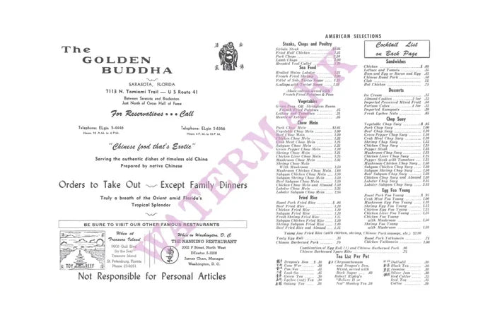 The Golden Buddha Sarasota 1960s Harley Spiller Collection Cool Culinaria