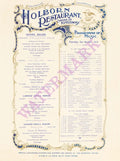The Holborn Restaurant, London 1913 Menu Art