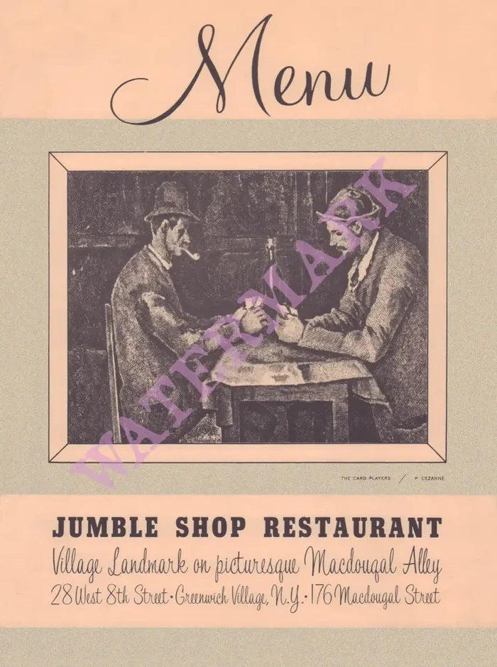 The Jumble Shop, New York 1960s Cezanne Menu Art