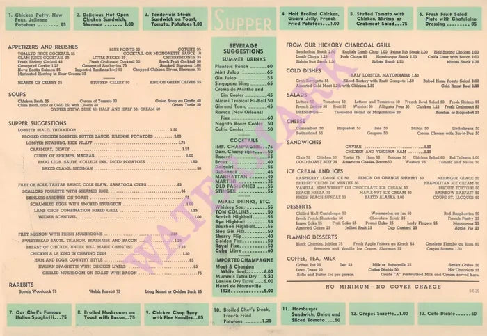 The Panther Room of The College Inn, Hotel Sherman Chicago 1939 Menu