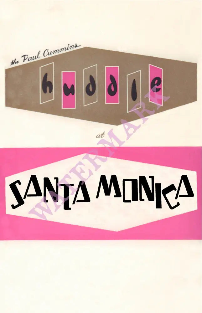 The Paul Cummins Huddle, Santa Monica 1960s Menu Art
