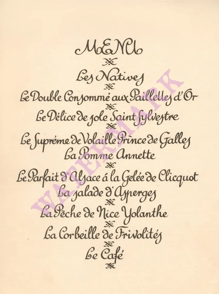 The Savoy, London 1921 menu
