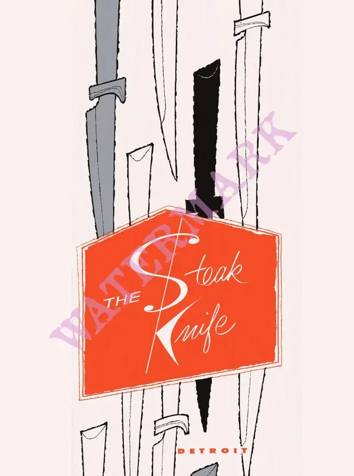 The Steak Knife, Detroit 1960s/70s Menu Art
