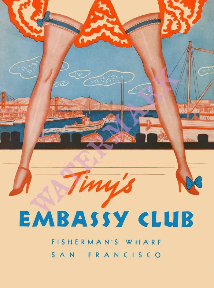 Tiny's Embassy Room, San Francisco 1940s Menu Art