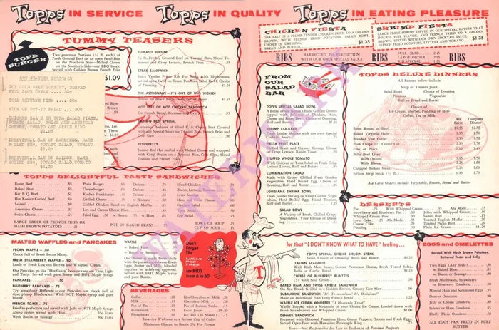 Topps, Chicago 1960s Menu