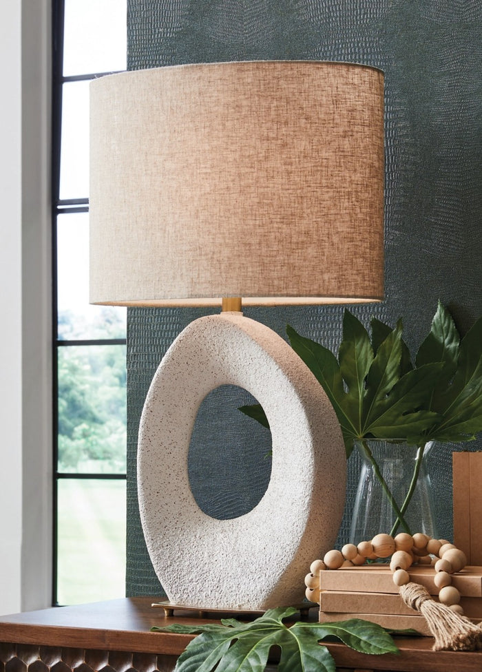 Trentlen Paper Table Lamp in Cream/Gold