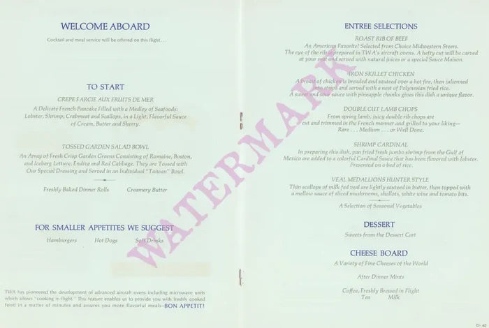 TWA David Klein Athens Parthenon In-flight Menu Art 1960s