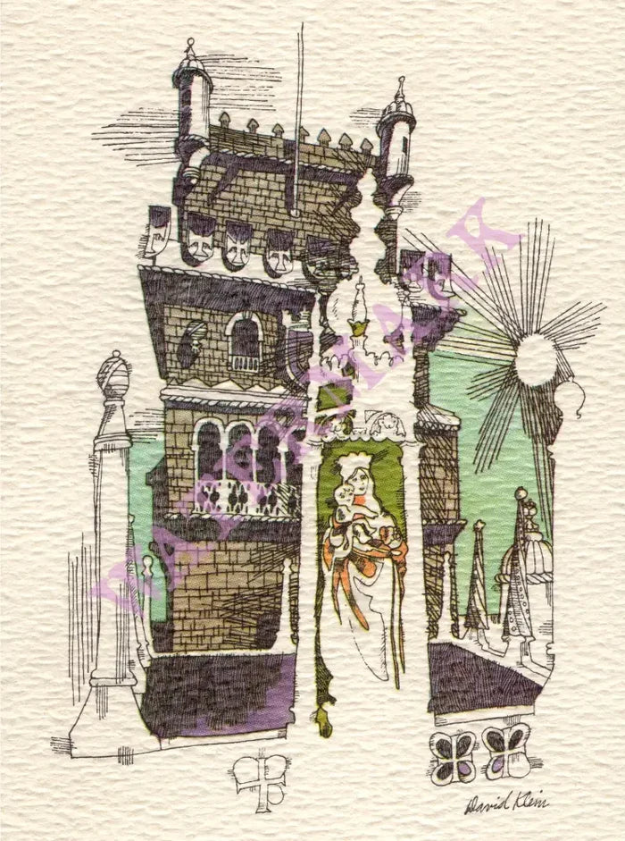 TWA David Klein, Lisbon In-flight Menu Art 1960s Menu Art