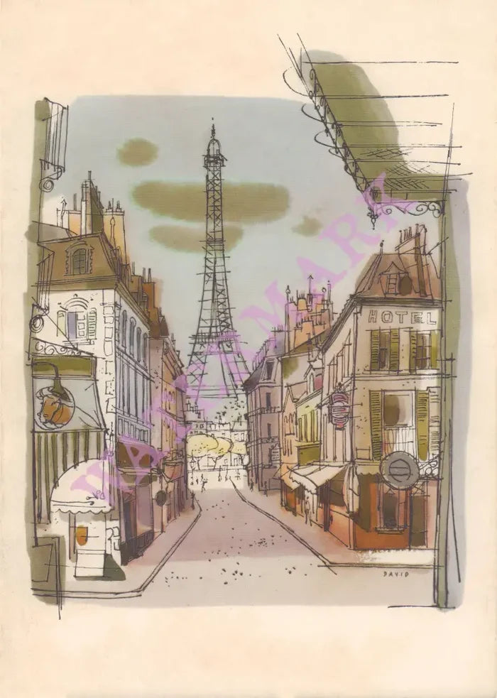 TWA Paris, David Klein In-Flight Menu Art 1961