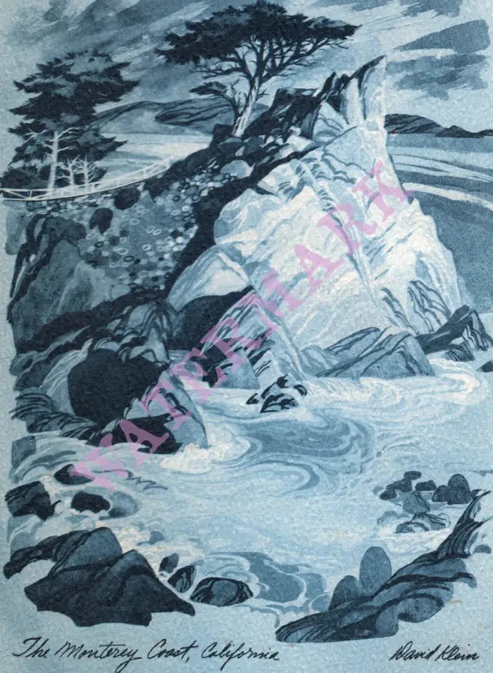 TWA, The Monterey Coast by David Klein, In-flight Menu Art 1965