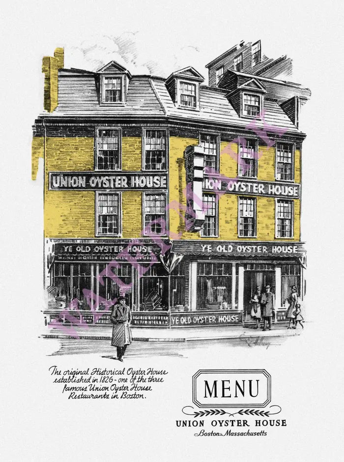 Union Oyster House, Boston 1947 Menu Art