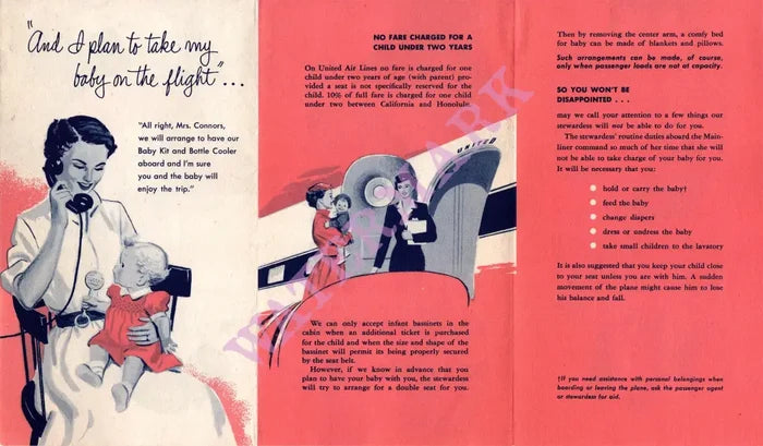 United Air Lines Mainliner Service for Baby, 1950s