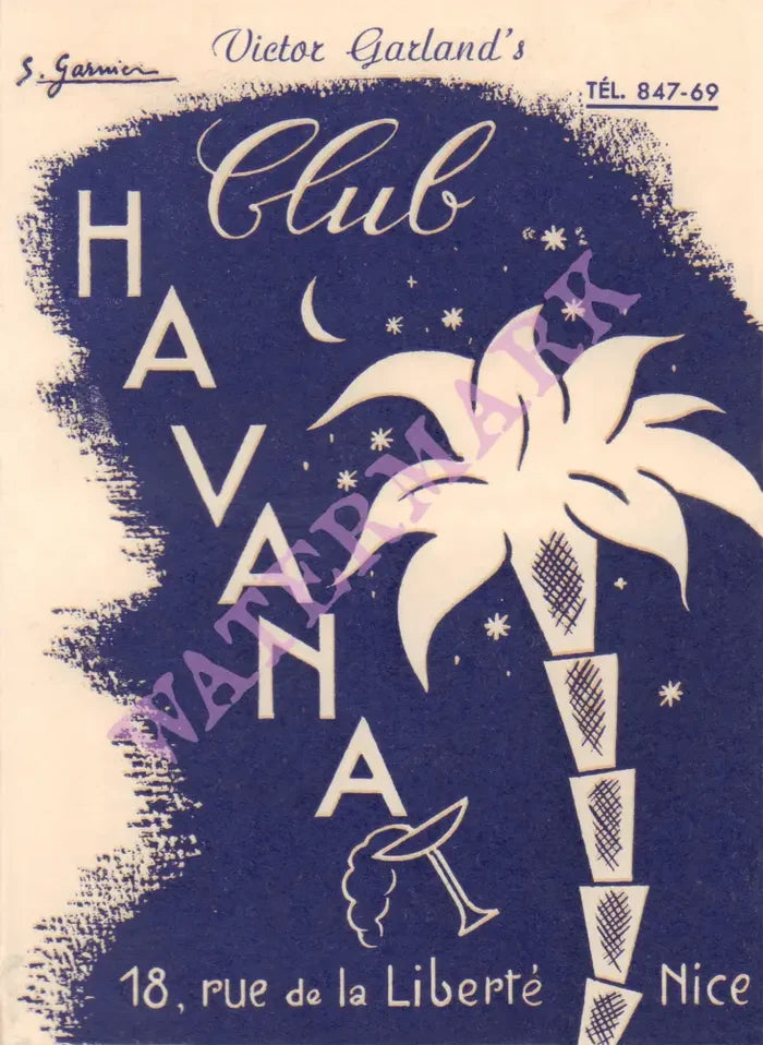 Victor Garland's Club Havana, Nice 1950s | Vintage Menu Art – cover