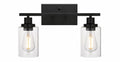 Wall 2-Light #SW5214-2BK -Black/Clear