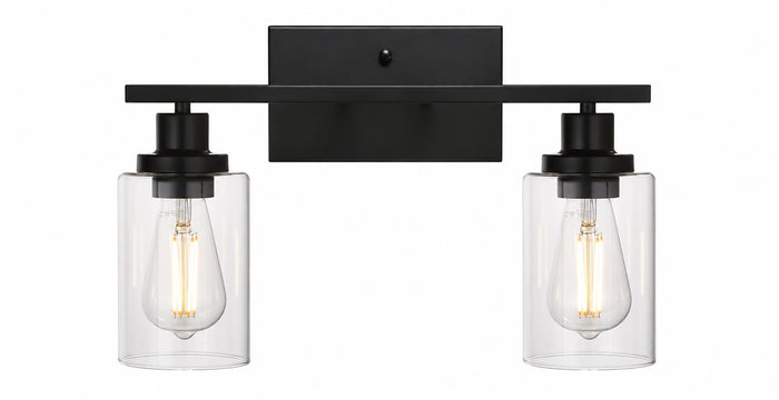 Wall 2-Light #SW5214-2BK -Black/Clear