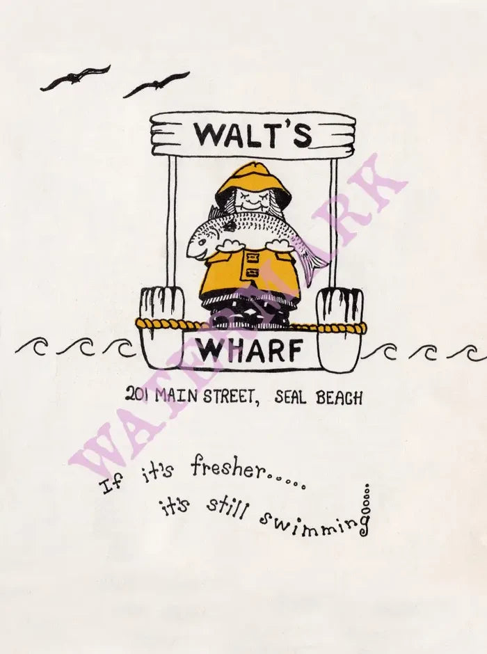 Walt's Wharf, Seal Beach 1970s/80s Menu Art