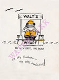 Walt's Wharf, Seal Beach 1970s/80s Menu Art