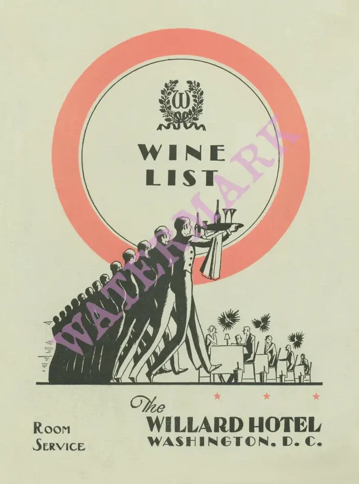 Willard Hotel, Washington D.C. 1936 Menu Art