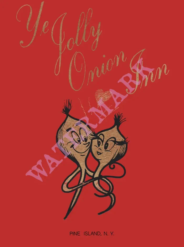 Ye Jolly Onion Inn, Pine Island NY 1990s Menu Art